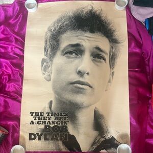 Vintage Bob Dylan 'The Times They Are A-Changin'' Black & Cream Poster